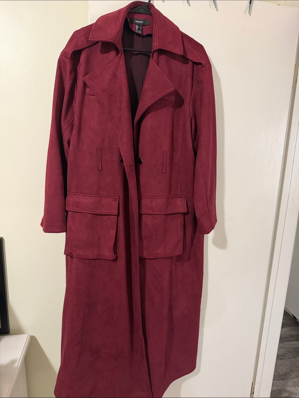Tahari ASL Women's Deep Burgundy Long Trench Coat